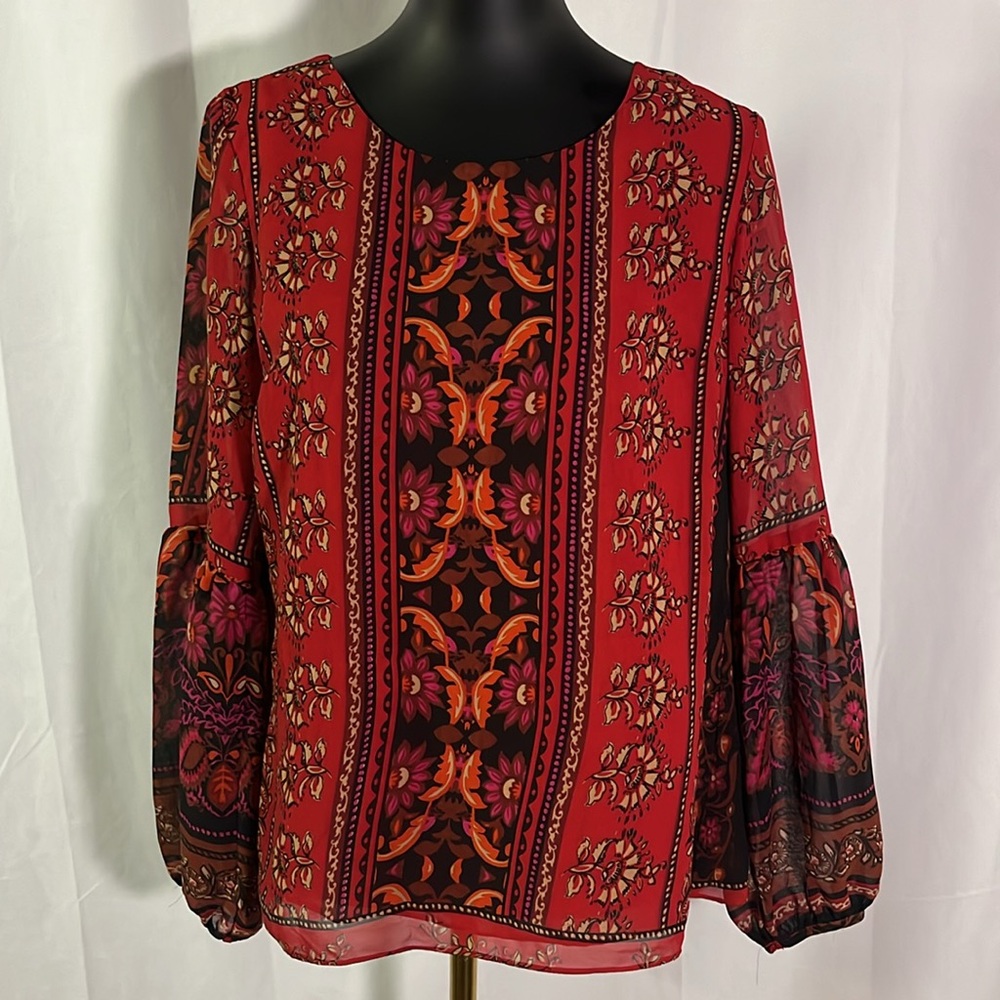 🛍 6 for $35 • Zac & Rachel Multicolor Mixed Print Long Sleeve Blouse